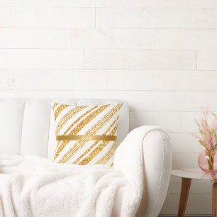 Coussin Parties scintillant blanche or Boho Collection de