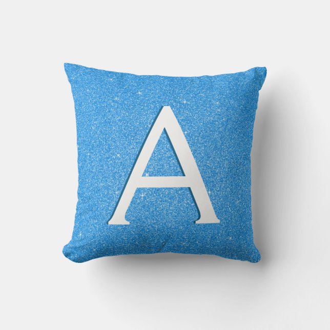 Coussin Parties scintillant Bleu Bébé Monogramme Accent in (Recto)