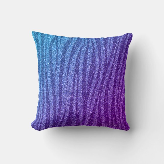 Coussin Parties scintillant bleu violet Zèbre Imprimer Cui (Recto)