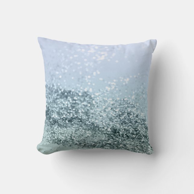 Coussin Parties scintillant Bleue clair Seafoam #1 (Recto)