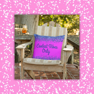 Coussin Parties scintillant Bleue et texte sur les Vibes P