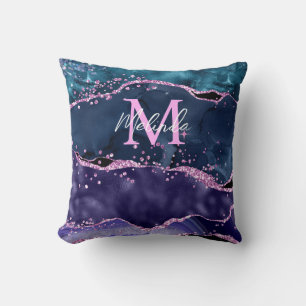Coussin Parties scintillant bleue et violet marine Agate m