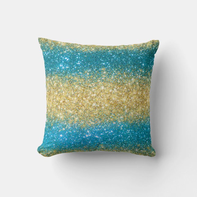 Coussin Parties scintillant Blue Gold de luxe (Recto)