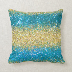 Coussin Parties scintillant Blue Gold de luxe