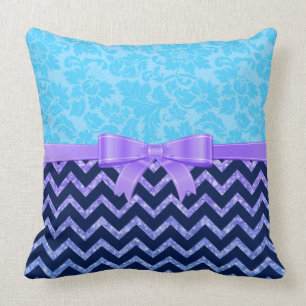 Coussin Parties scintillant colorée Bleu Chevron Bleu Dama