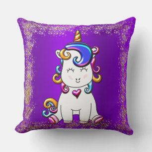 Coussin Parties scintillant colorée Unicorne violet