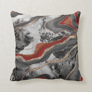 Coussin Parties scintillant d'agate de marbre liquide Glam