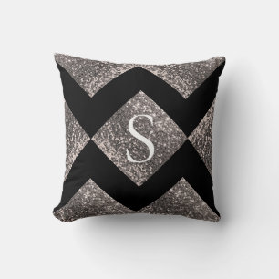 Coussin Parties scintillant d'argent Noir Monogramme Bling