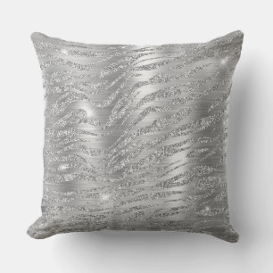 Coussin Parties scintillant d'argent stylé Wild Tiger Stri