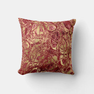 Coussin Parties scintillant de la nature Abstrait Maroon N