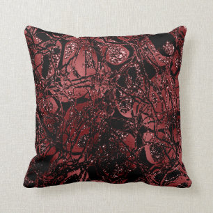 Coussin Parties scintillant de la nature Abstraite Maroon