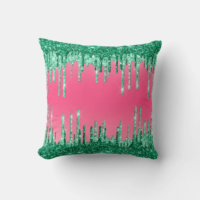 Coussin Parties scintillant de la pastèque rose et verte b (Recto)