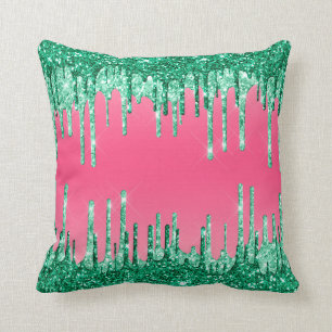 Coussin Parties scintillant de la pastèque rose et verte b