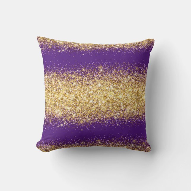 Coussin Parties scintillant de luxe violet or (Recto)