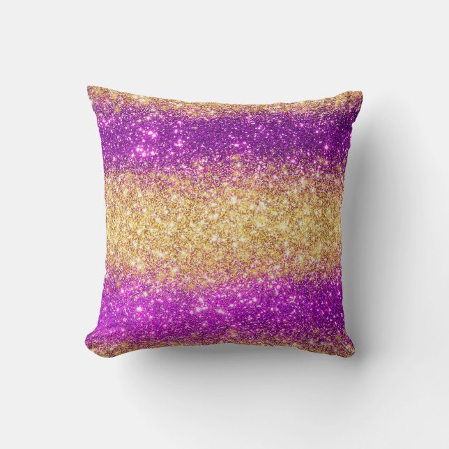 Coussin Parties scintillant de luxe violet or (Recto)