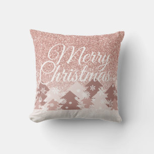 Coussin Parties scintillant de Noël rose fille personnali