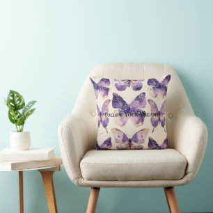 Coussin Parties scintillant de papillons Purple Gold