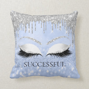 Coussin Parties scintillant des cils gris argenté Nom de 