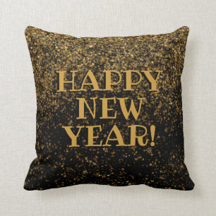 Coussin Parties scintillant des Faux d'or noir Confetti Bo