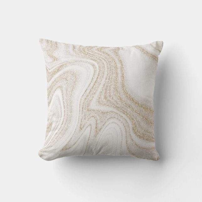 Coussin Parties scintillant d'or en marbre blanc moderne e (Recto)