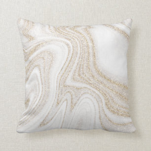 Coussin Parties scintillant d'or en marbre blanc moderne e
