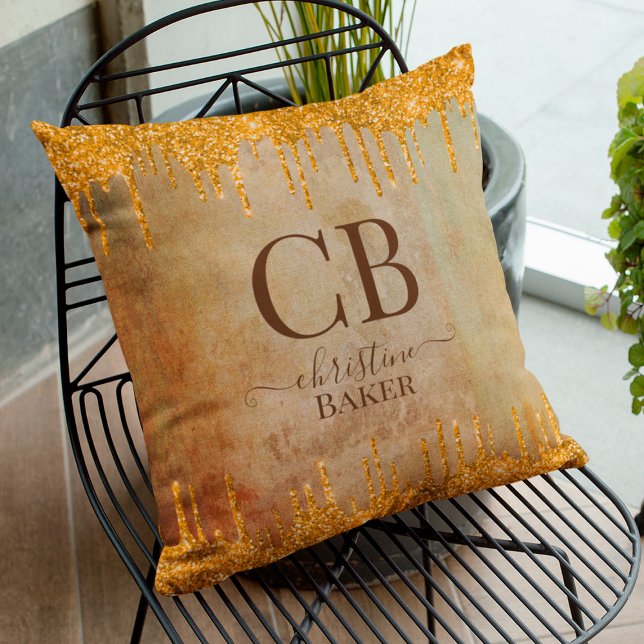 Coussin Parties scintillant d'or gouttes avec touche rusti (Créateur téléchargé)
