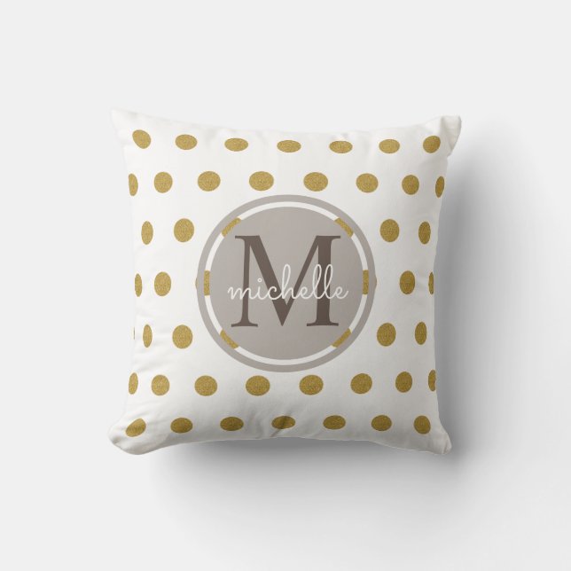 Coussin Parties scintillant d'or minimaliste et monogramme (Recto)