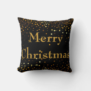 Coussin Parties scintillant d'or noir Foil Confetti Joyeux