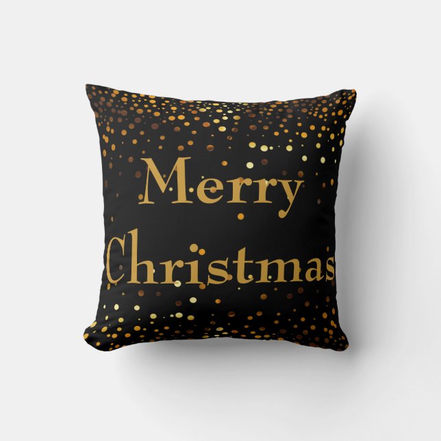 Coussin Parties scintillant d'or noir Foil Confetti Joyeux (Recto)