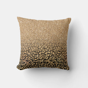 Coussin Parties scintillant d'or noir tendance Leopard Omb