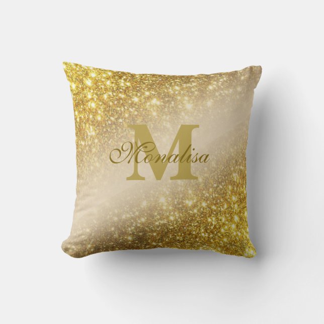 Coussin Parties scintillant d'or personnalisée (Recto)