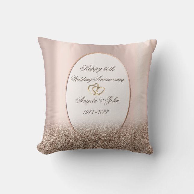 Coussin Parties scintillant d'or Rose de cadre de coeur 50 (Recto)
