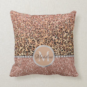 Coussin Parties scintillant d'or Rose de filles chic perso