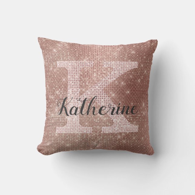 Coussin Parties scintillant d'or Rose fille Glam Sparkle N (Recto)
