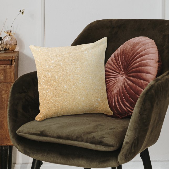 Coussin Parties scintillant d'or Salon de luxe élégant (Gold Glitter Stylish Luxury Living Room Throw Pillow
)