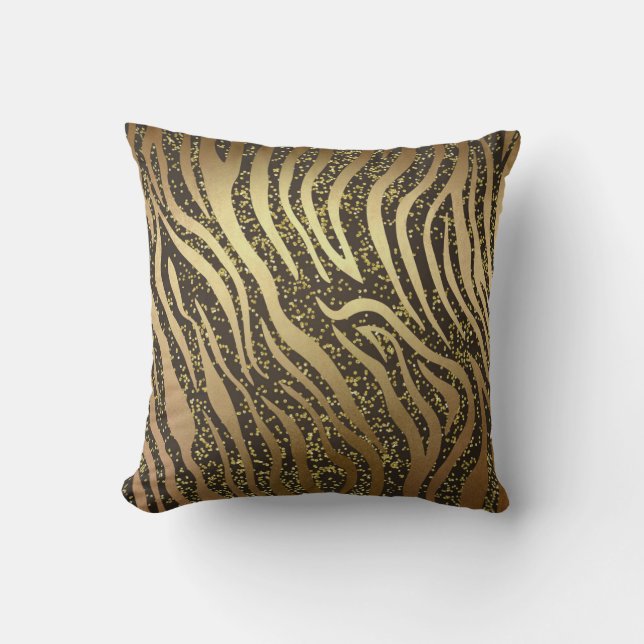 Coussin Parties scintillant d'or Sparkle Zebra Jungle Safa (Recto)