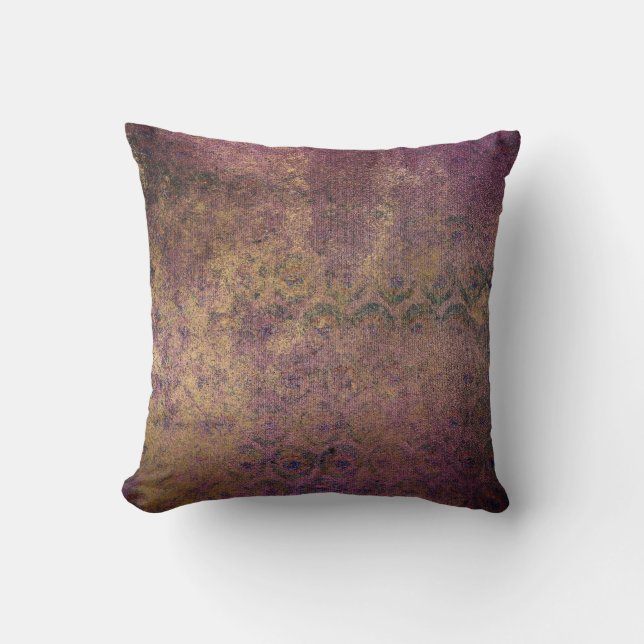 Coussin Parties scintillant d'or sur le violet dénaturé (Recto)