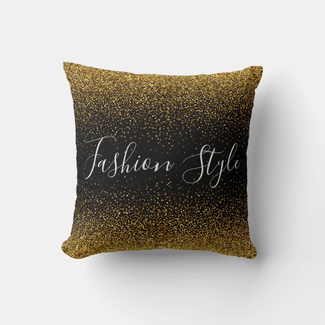 Coussin Parties scintillant d'or sur style mode noir (Recto)