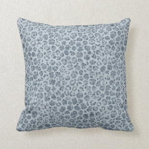 Coussin Parties scintillant Empreinte de léopard Denim Blu