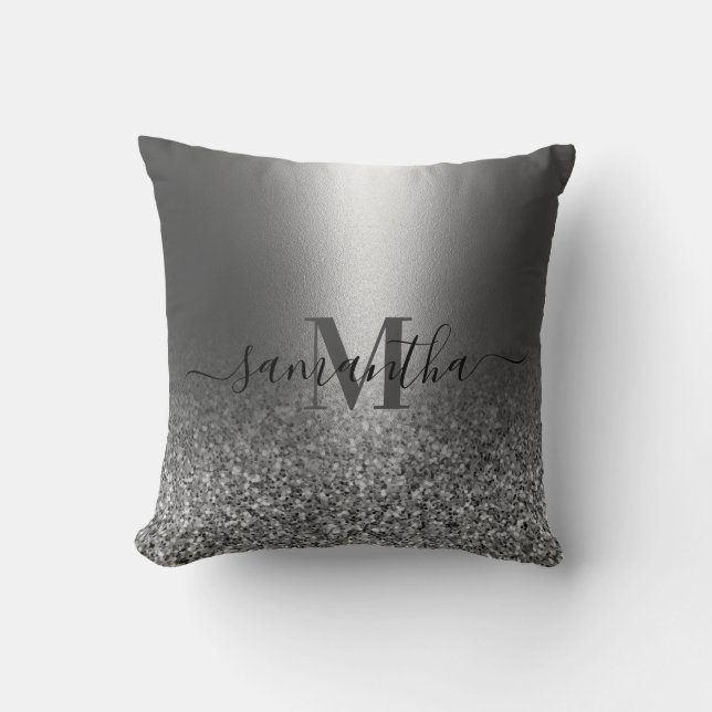 Coussin Parties scintillant en argent métallique (Recto)