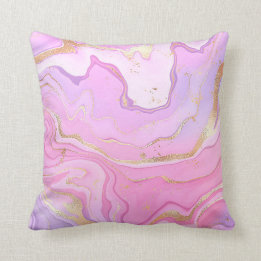 Coussin Parties scintillant en marbre rose violet or