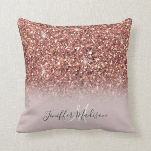 Coussin parties scintillant en or rose Nom personnalisé