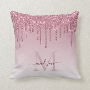 Coussin Parties scintillant en or rose rose pâle Ombre Mon