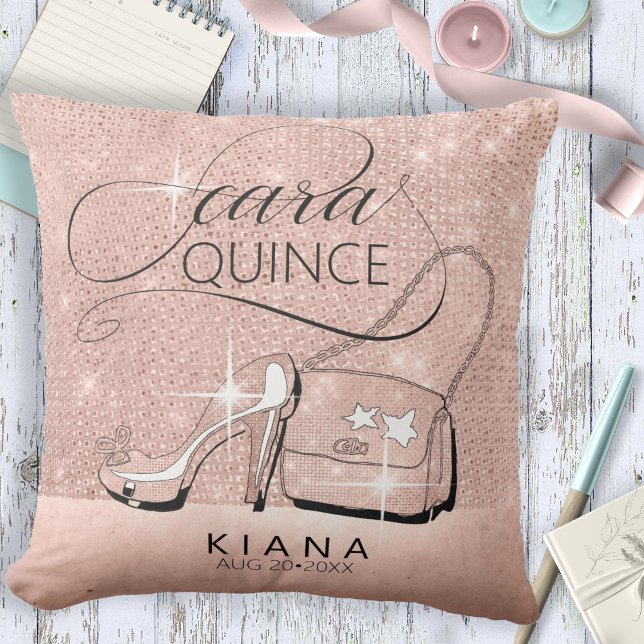 Coussin Parties scintillant et Shine Quinceanera Rose Gold (Créateur téléchargé)