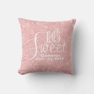 Coussin Parties scintillant et Shine Sweet 16 Rose Gold