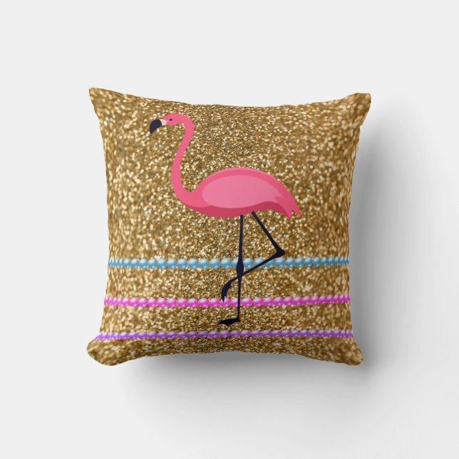 Coussin Parties scintillant Flamant rose rose (Recto)