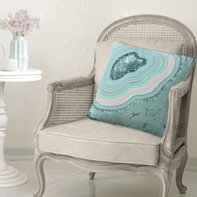 Coussin Parties scintillant Géode Agate ID Turquoise647 (Créateur téléchargé)