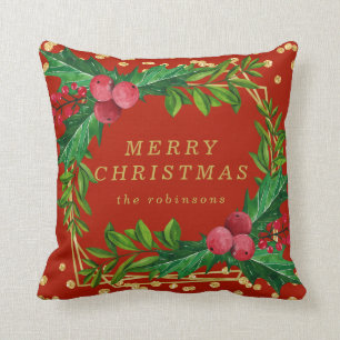 Coussin Parties scintillant Gold Red Family Joyeux Noël H