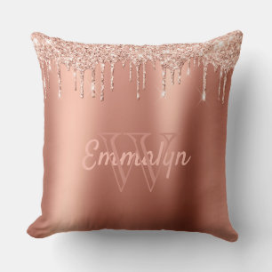 Coussin Parties scintillant Gold Rose de fille Nom de la g