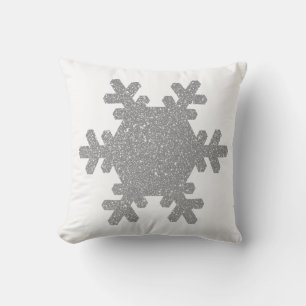 Coussin Parties scintillant gris argent Flocon de neige Mo